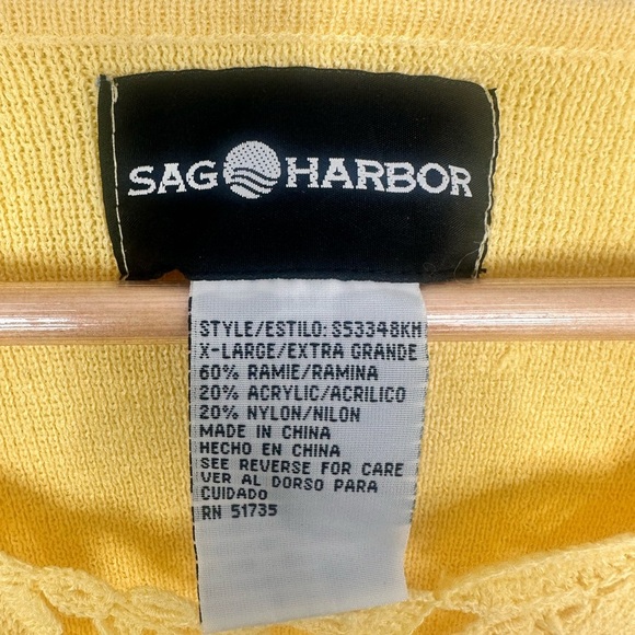 Sag Harbor Yellow Sweater with Crochet V-Neck - Picture 10 of 10